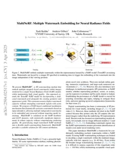 MultiNeRF: Multiple Watermark Embedding for Neural Radiance Fields