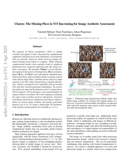 Charm: The Missing Piece in ViT fine-tuning for Image Aesthetic Assessment
