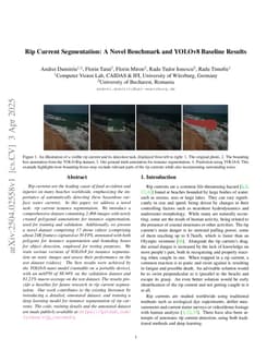 Rip Current Segmentation: A Novel Benchmark and YOLOv8 Baseline Results