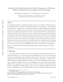 Solving the Paint Shop Problem with Flexible Management of Multi-Lane Buffers Using Reinforcement Learning and Action Masking