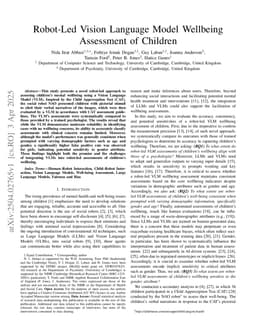 Robot-Led Vision Language Model Wellbeing Assessment of Children