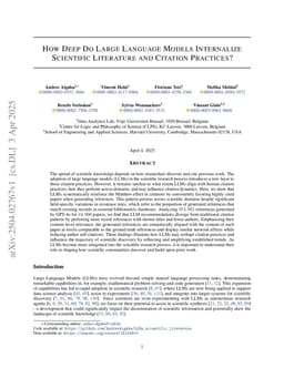 How Deep Do Large Language Models Internalize Scientific Literature and Citation Practices?
