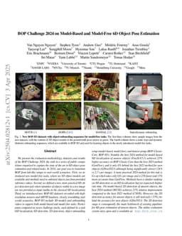 BOP Challenge 2024 on Model-Based and Model-Free 6D Object Pose Estimation