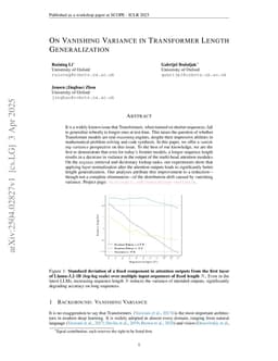 On Vanishing Variance in Transformer Length Generalization