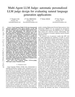 Multi-Agent LLM Judge: automatic personalized LLM judge design for evaluating natural language generation applications