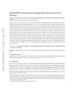 Better Bill GPT: Comparing Large Language Models against Legal Invoice Reviewers