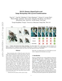 HALO: Human-Aligned End-to-end Image Retargeting with Layered Transformations