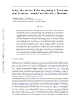 Safety Modulation: Enhancing Safety in Reinforcement Learning through Cost-Modulated Rewards
