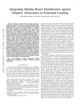Integrating Identity-Based Identification against Adaptive Adversaries in Federated Learning