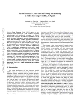 Les Dissonances: Cross-Tool Harvesting and Polluting in Multi-Tool Empowered LLM Agents