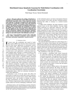 Distributed Linear Quadratic Gaussian for Multi-Robot Coordination with Localization Uncertainty