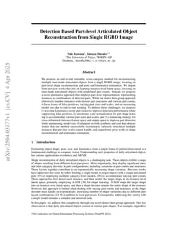 Detection Based Part-level Articulated Object Reconstruction from Single RGBD Image