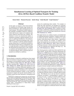 Simultaneous Learning of Optimal Transports for Training All-to-All Flow-Based Condition Transfer Model