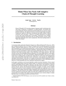 Think When You Need: Self-Adaptive Chain-of-Thought Learning