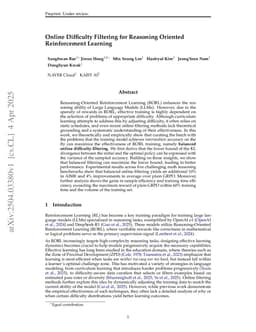 Online Difficulty Filtering for Reasoning Oriented Reinforcement Learning