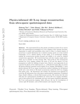 Physics-informed 4D X-ray image reconstruction from ultra-sparse spatiotemporal data