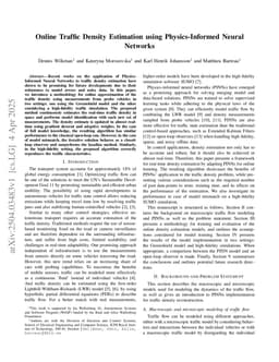 Online Traffic Density Estimation using Physics-Informed Neural Networks