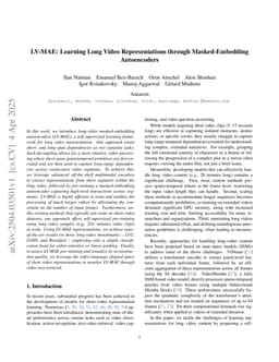 LV-MAE: Learning Long Video Representations through Masked-Embedding Autoencoders