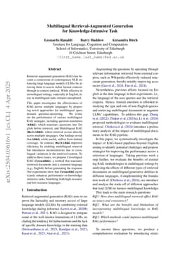 Multilingual Retrieval-Augmented Generation for Knowledge-Intensive Task
