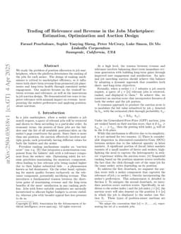 Trading off Relevance and Revenue in the Jobs Marketplace: Estimation, Optimization and Auction Design