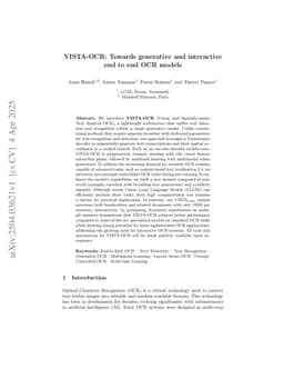 VISTA-OCR: Towards generative and interactive end to end OCR models