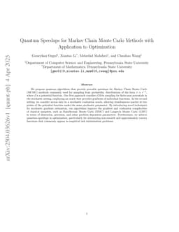 Quantum Speedups for Markov Chain Monte Carlo Methods with Application to Optimization
