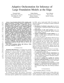 Adaptive Orchestration for Inference of Large Foundation Models at the Edge