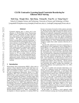 CLCR: Contrastive Learning-based Constraint Reordering for Efficient MILP Solving