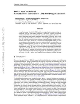 Ethical AI on the Waitlist: Group Fairness Evaluation of LLM-Aided Organ Allocation