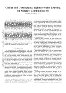 Offline and Distributional Reinforcement Learning for Wireless Communications