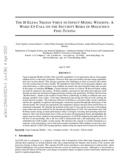 The H-Elena Trojan Virus to Infect Model Weights: A Wake-Up Call on the Security Risks of Malicious Fine-Tuning