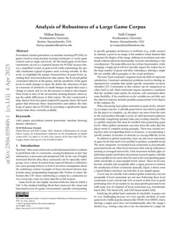 Analysis of Robustness of a Large Game Corpus