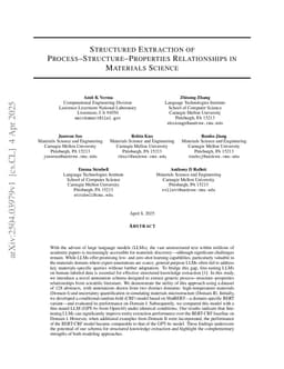 Structured Extraction of Process Structure Properties Relationships in Materials Science