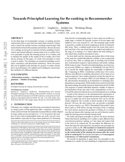 Towards Principled Learning for Re-ranking in Recommender Systems