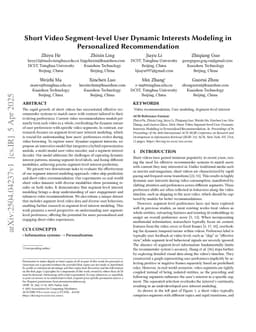 Short Video Segment-level User Dynamic Interests Modeling in Personalized Recommendation