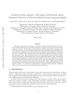Sensitivity Meets Sparsity: The Impact of Extremely Sparse Parameter Patterns on Theory-of-Mind of Large Language Models