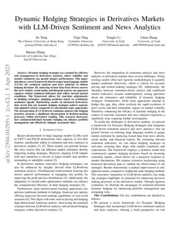 Dynamic Hedging Strategies in Derivatives Markets with LLM-Driven Sentiment and News Analytics
