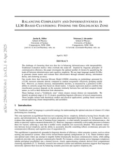 Balancing Complexity and Informativeness in LLM-Based Clustering: Finding the Goldilocks Zone