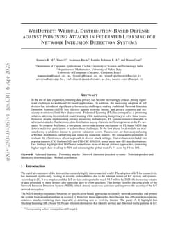 WeiDetect: Weibull Distribution-Based Defense against Poisoning Attacks in Federated Learning for Network Intrusion Detection Systems