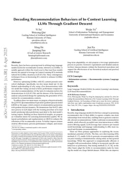Decoding Recommendation Behaviors of In-Context Learning LLMs Through Gradient Descent