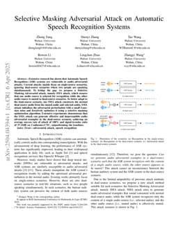 Selective Masking Adversarial Attack on Automatic Speech Recognition Systems