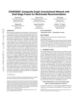 COHESION: Composite Graph Convolutional Network with Dual-Stage Fusion for Multimodal Recommendation