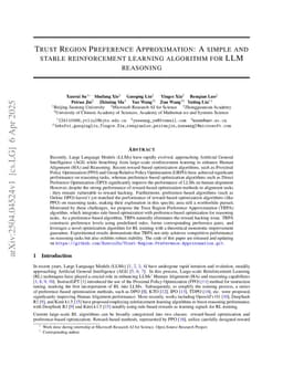 Trust Region Preference Approximation: A simple and stable reinforcement learning algorithm for LLM reasoning