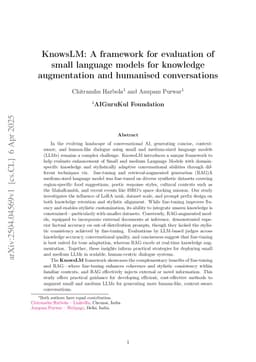 KnowsLM: A framework for evaluation of small language models for knowledge augmentation and humanised conversations