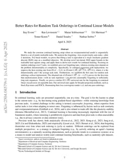 Better Rates for Random Task Orderings in Continual Linear Models