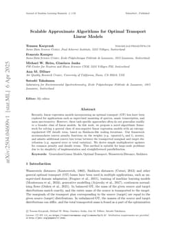 Scalable Approximate Algorithms for Optimal Transport Linear Models