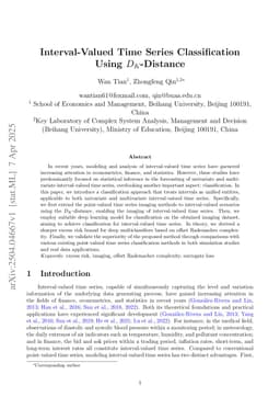 Interval-Valued Time Series Classification Using $D_K$-Distance
