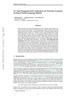 T1: Tool-integrated Self-verification for Test-time Compute Scaling in Small Language Models