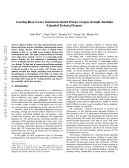 Teaching Data Science Students to Sketch Privacy Designs through Heuristics (Extended Technical Report)
