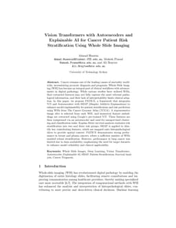 Vision Transformers with Autoencoders and Explainable AI for Cancer Patient Risk Stratification Using Whole Slide Imaging